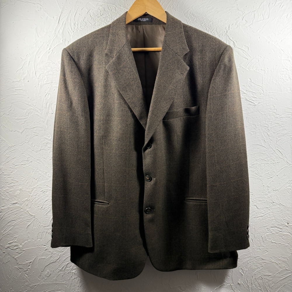 Stafford Mens 42S Brown 100% Lambswool 3-Button Blazer Sport Coat Jacket